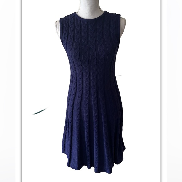 Alexia Admor Ava Blue Cable Knit Fit & Flare Sleeveless Mini Dress Sz Large NWT - Picture 9 of 13